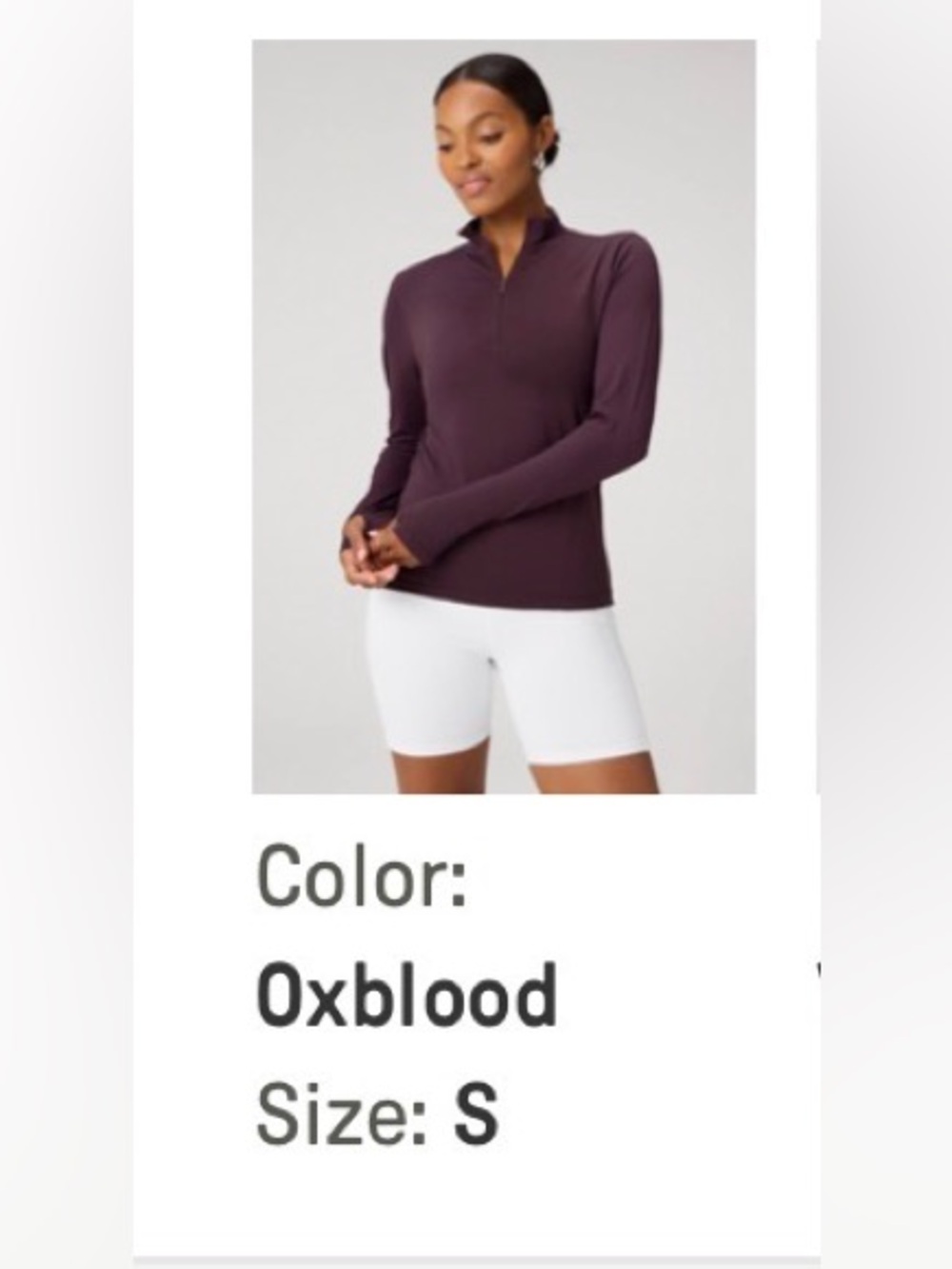 Fabletics - Oxblood Quarter-Zip Long Sleeve Top - Women - M